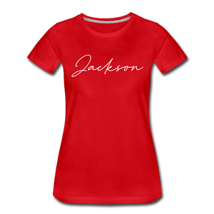 Jackson County Cursive Women's T-Shirt - red