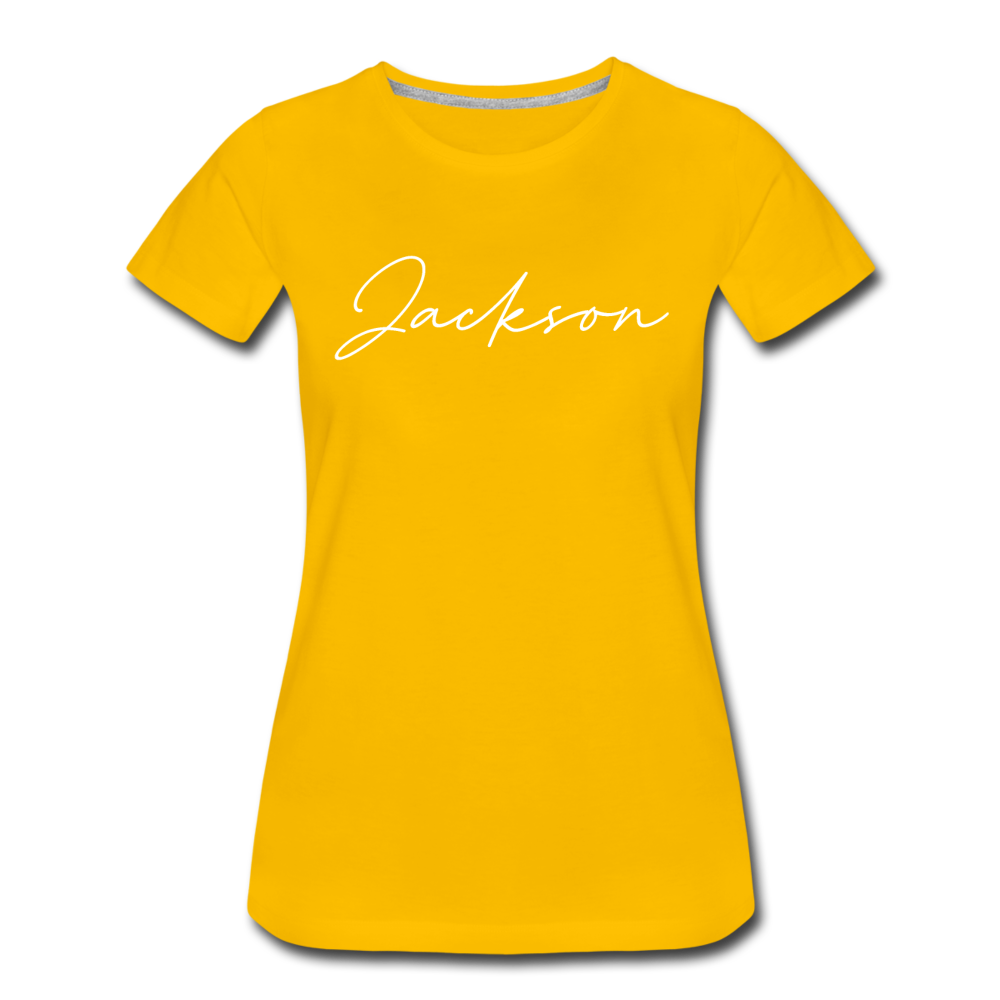 Jackson County Cursive Women's T-Shirt - sun yellow