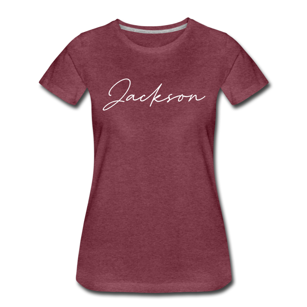 Jackson County Cursive Women's T-Shirt - heather burgundy