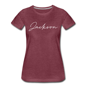 Jackson County Cursive Women's T-Shirt - heather burgundy