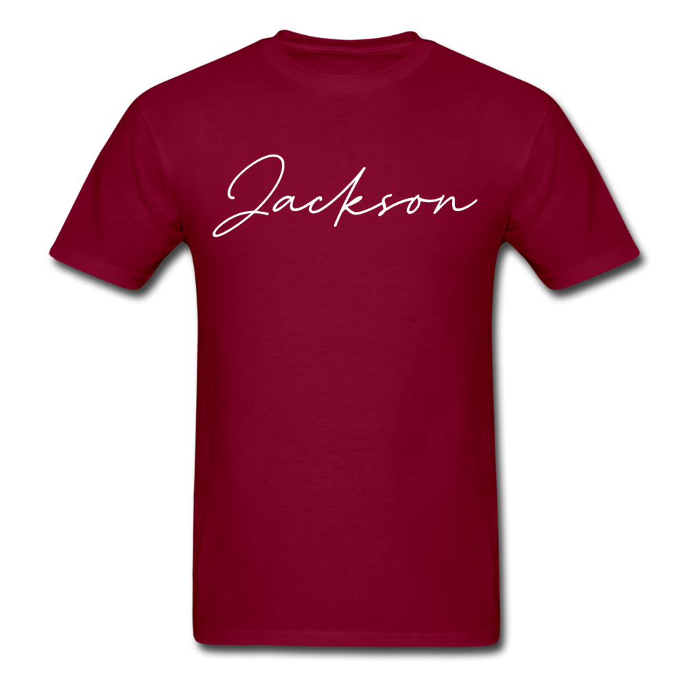 Jackson County Cursive T-Shirt - burgundy