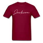 Jackson County Cursive T-Shirt - burgundy
