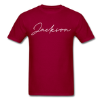 Jackson County Cursive T-Shirt - dark red