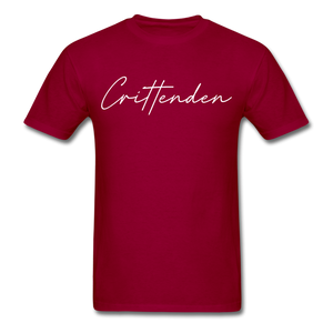 Crittenden County Cursive T-Shirt - dark red