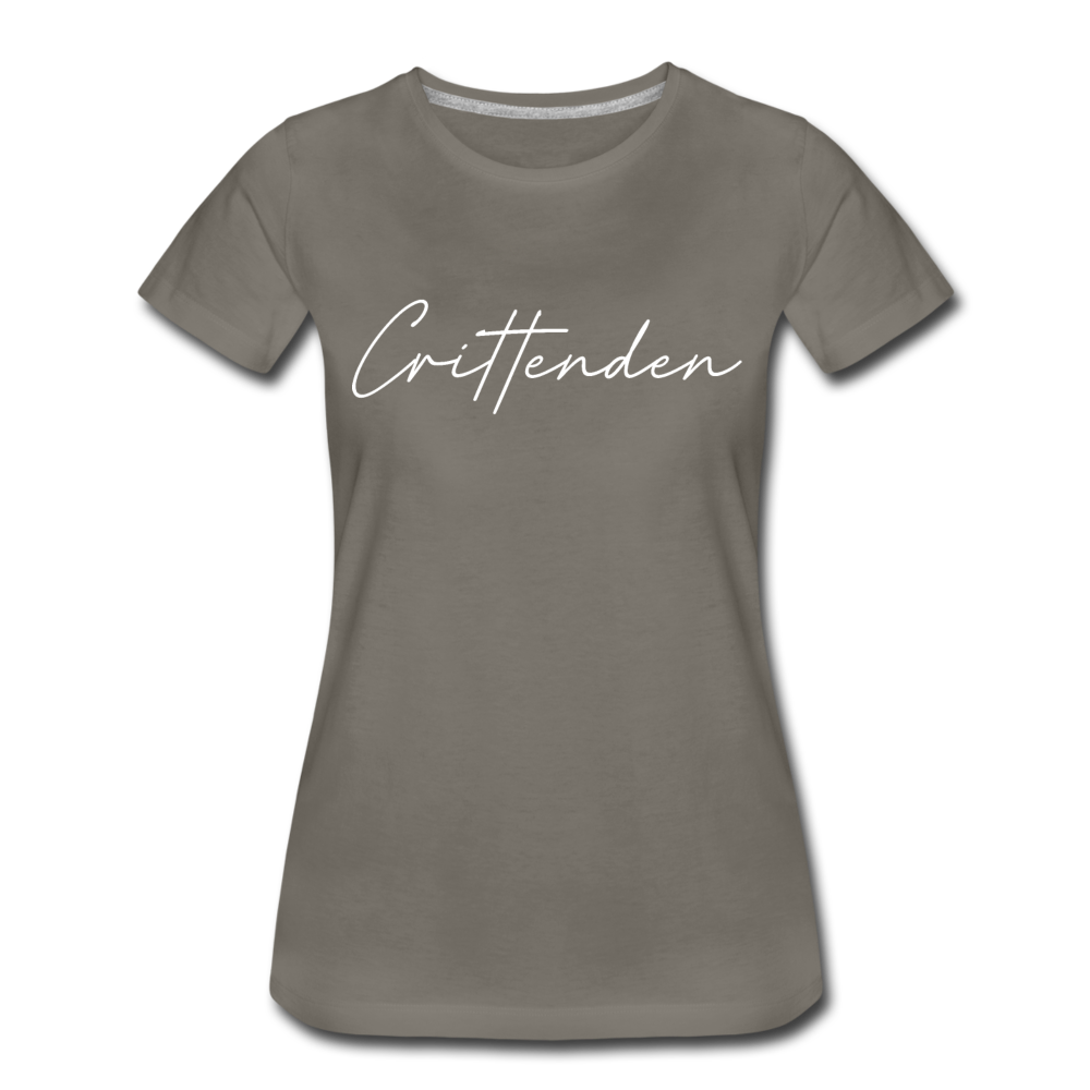 Crittenden County Cursive Women's T-Shirt - asphalt gray