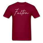 Fulton County Cursive T-Shirt - burgundy