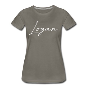 Logan County Cursive Women's T-Shirt - asphalt gray