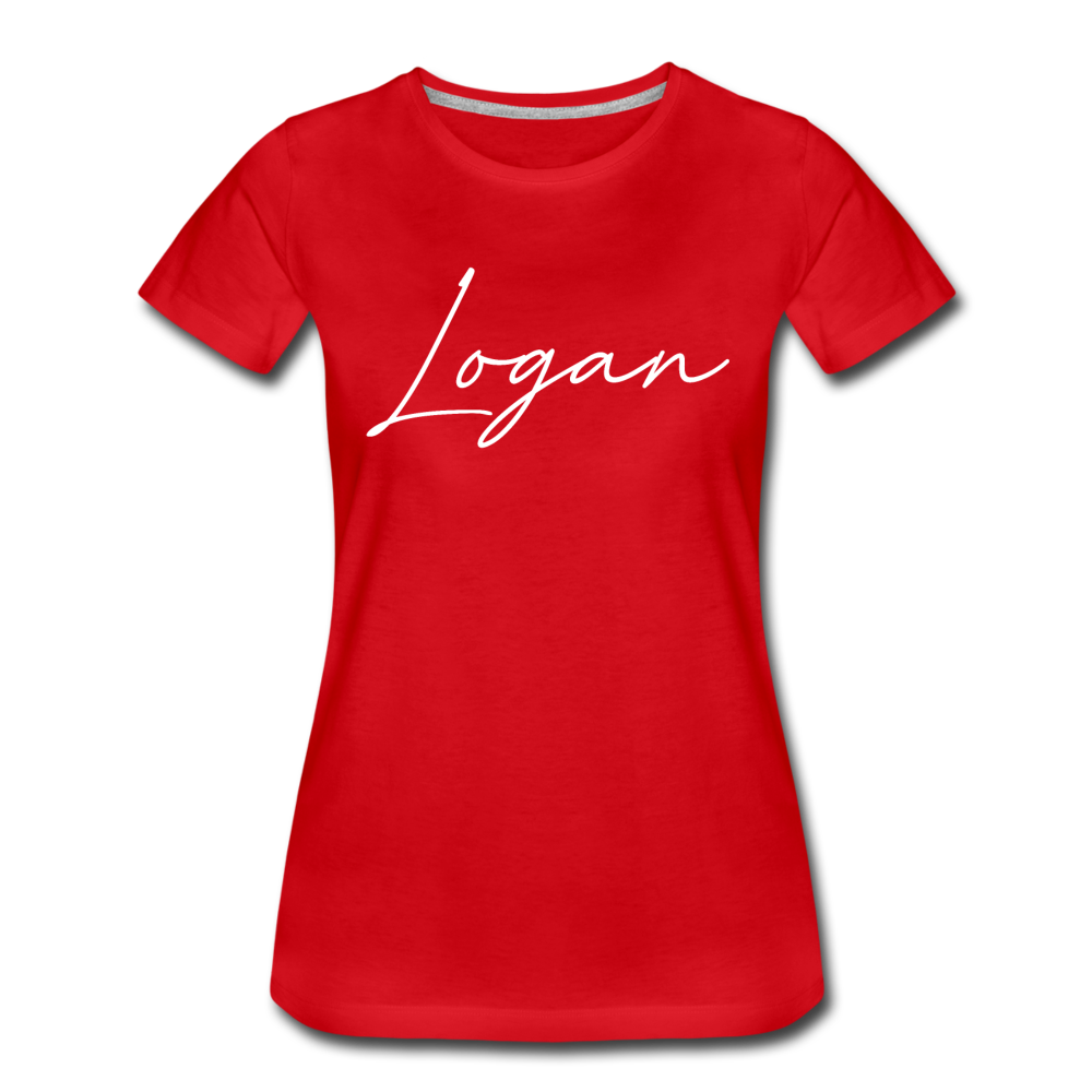 Logan County Cursive Women's T-Shirt - red