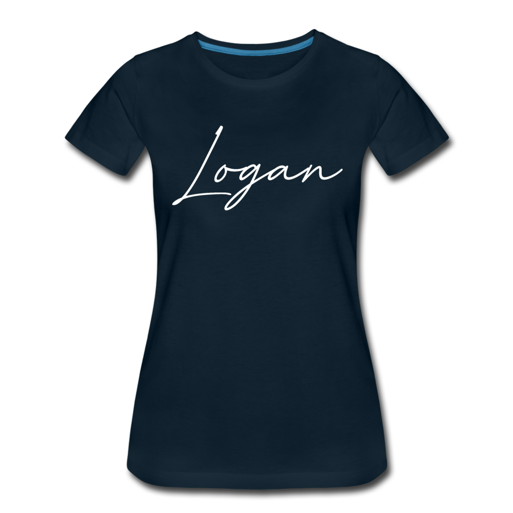 Logan County Cursive Women's T-Shirt - deep navy