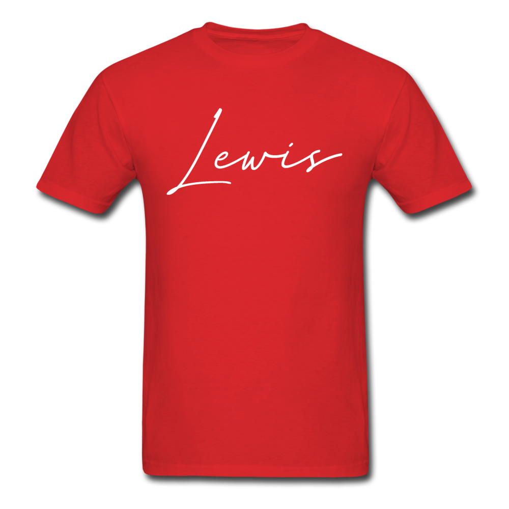 Lewis County Cursive T-Shirt - red