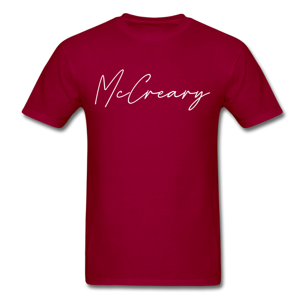 McCreary County Cursive T-Shirt - dark red