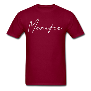 Menifee County Cursive T-Shirt - burgundy