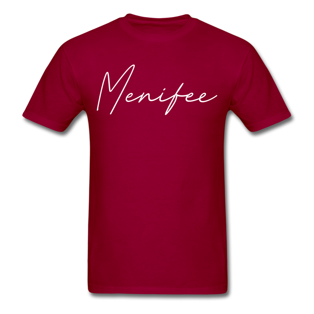 Menifee County Cursive T-Shirt - dark red