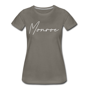 Monroe County Cursive Women's T-Shirt - asphalt gray