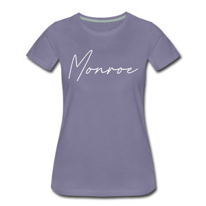 Monroe County Cursive Women's T-Shirt - washed violet