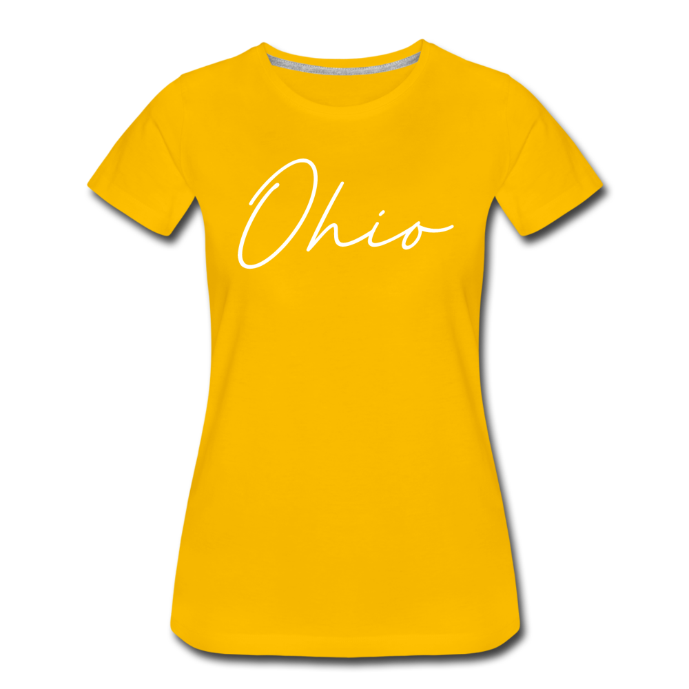 Ohio County Cursive Women's T-Shirt - sun yellow