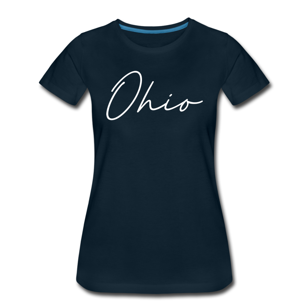 Ohio County Cursive Women's T-Shirt - deep navy