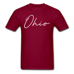 Ohio County Cursive T-Shirt - burgundy