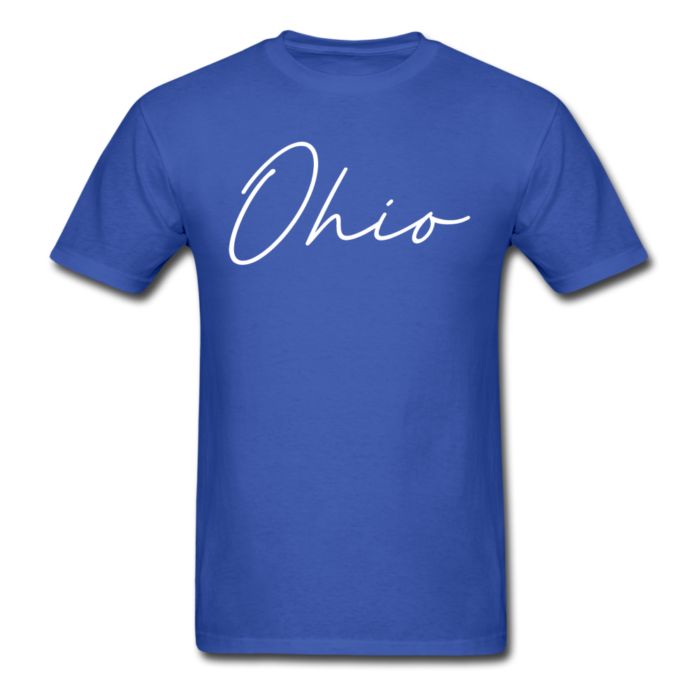 Ohio County Cursive T-Shirt - royal blue