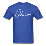 Ohio County Cursive T-Shirt - royal blue