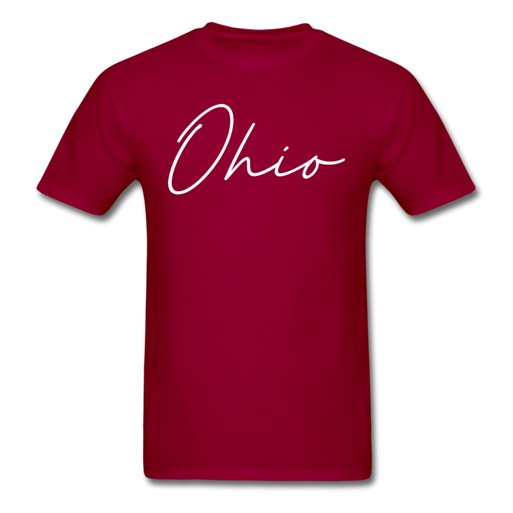 Ohio County Cursive T-Shirt - dark red