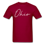 Ohio County Cursive T-Shirt - dark red