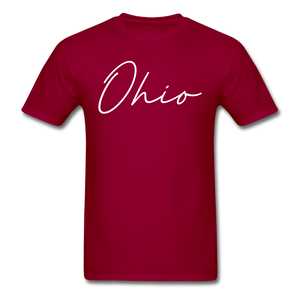 Ohio County Cursive T-Shirt - dark red