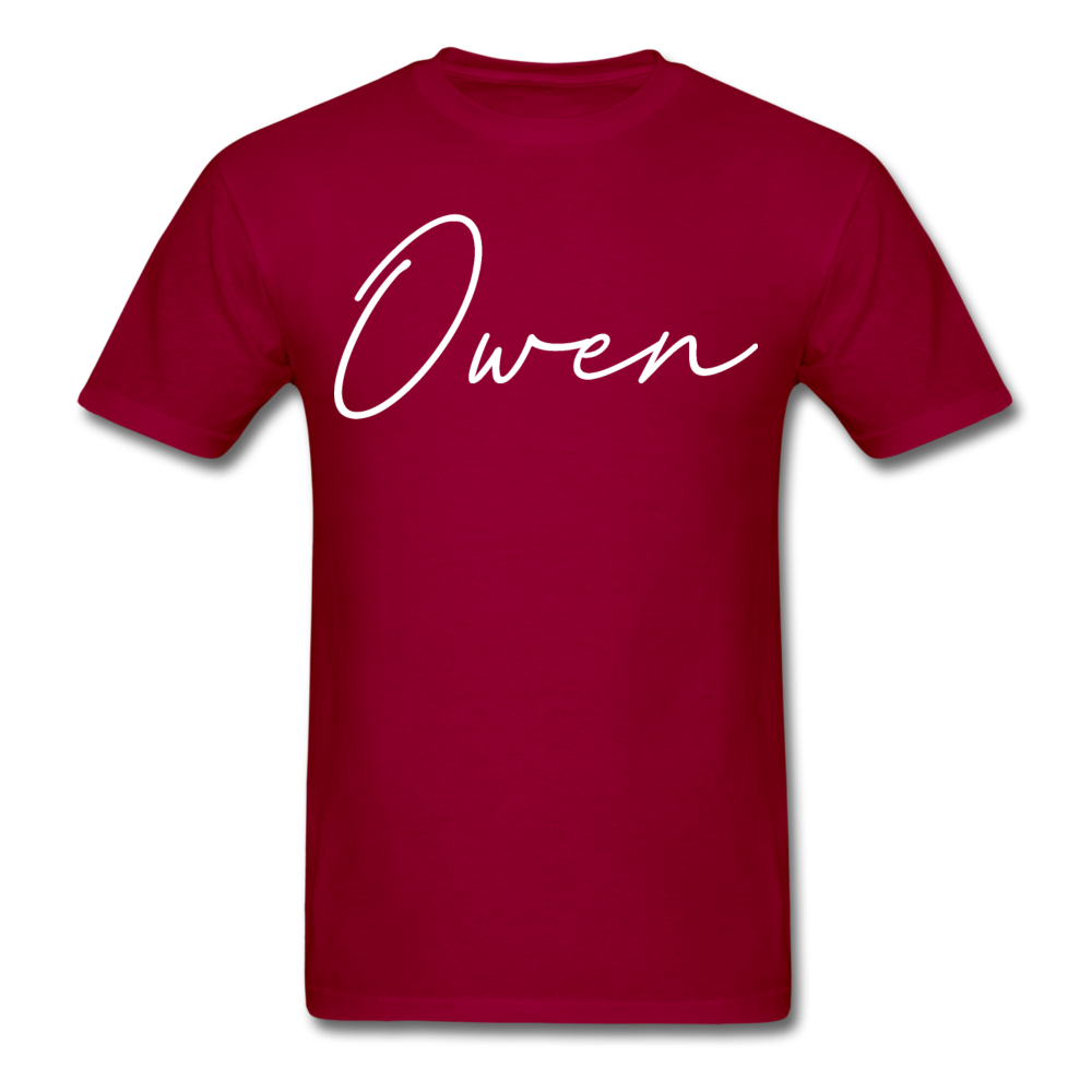 Owen County Cursive T-Shirt - dark red