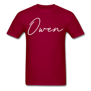 Owen County Cursive T-Shirt - dark red