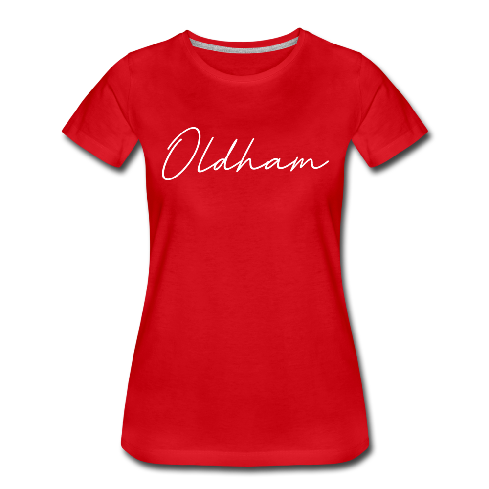 Oldham County Cursive Women's T-Shirt - red