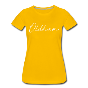 Oldham County Cursive Women's T-Shirt - sun yellow