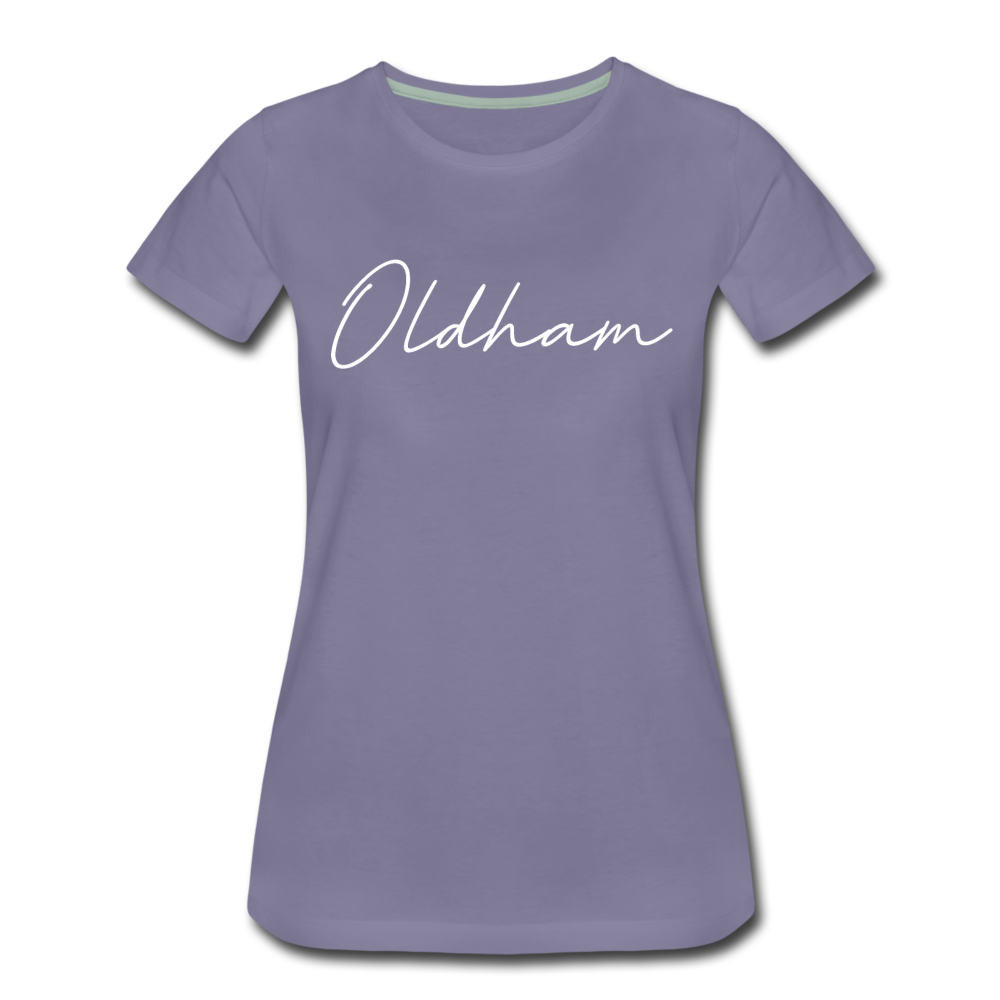 Oldham County Cursive Women's T-Shirt - washed violet