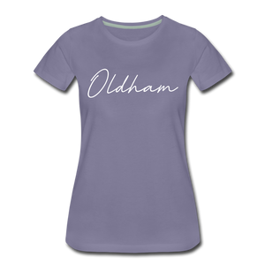 Oldham County Cursive Women's T-Shirt - washed violet