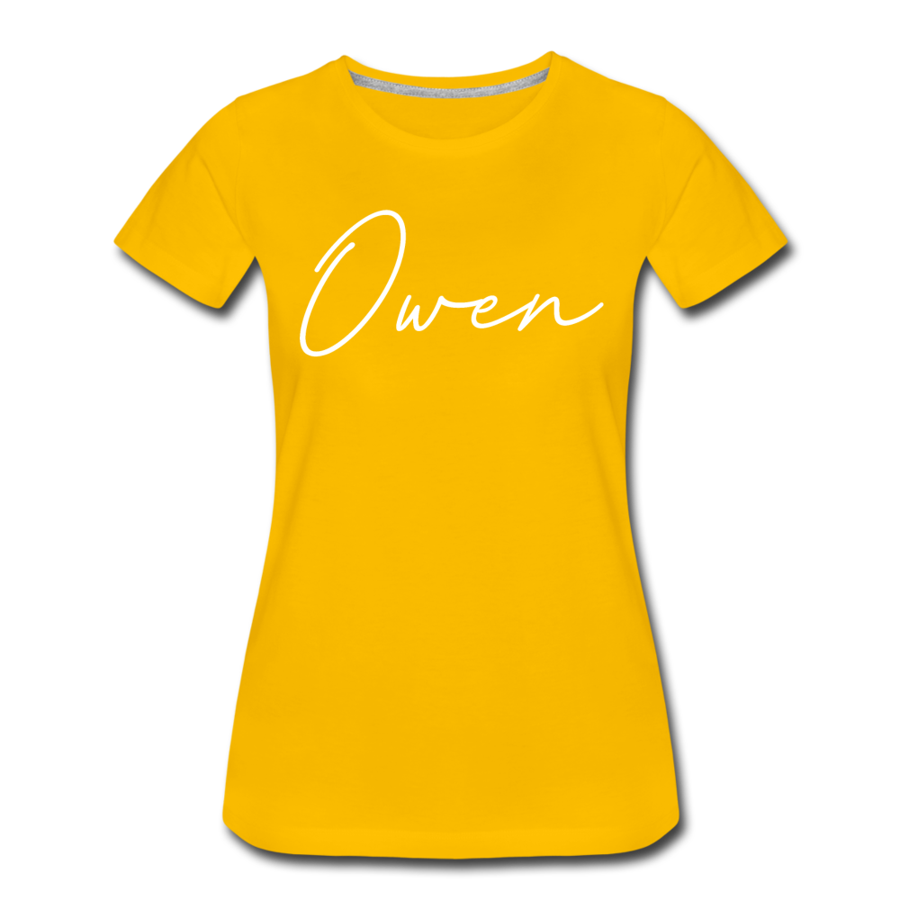 Owen County Cursive Women's T-Shirt - sun yellow