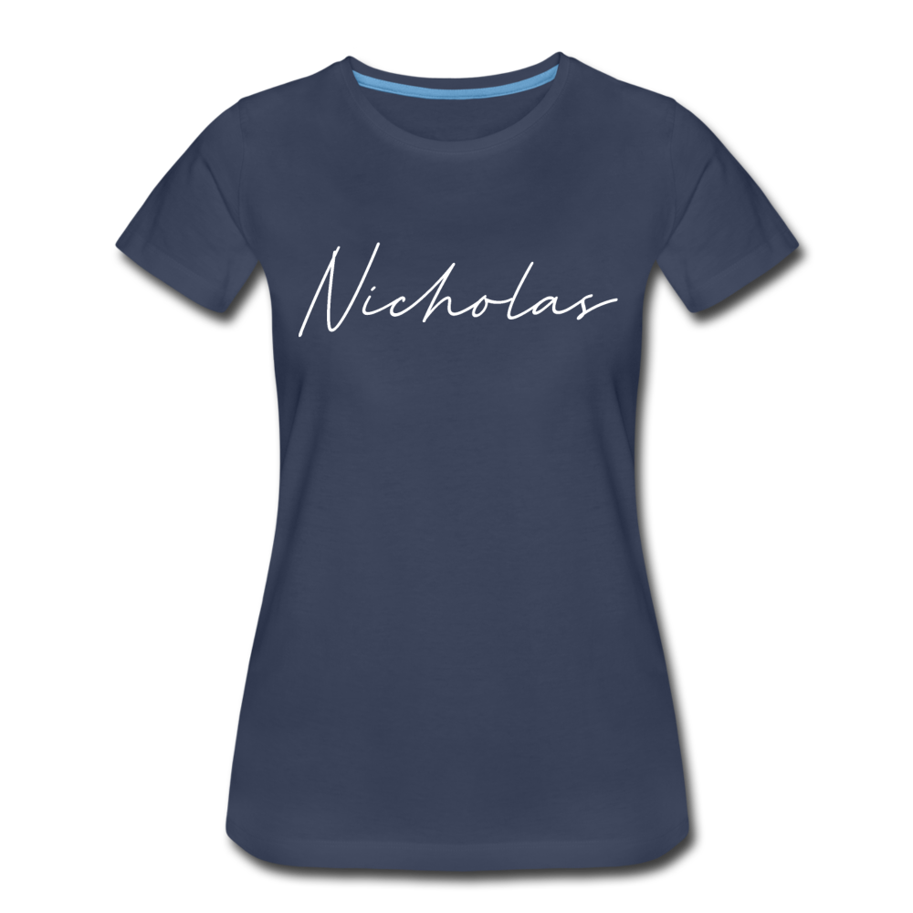 Nicholas County Cursive Women's T-Shirt - navy