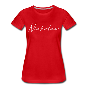 Nicholas County Cursive Women's T-Shirt - red