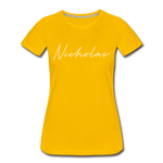 Nicholas County Cursive Women's T-Shirt - sun yellow