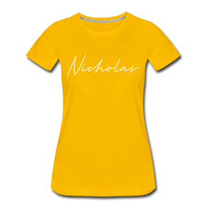 Nicholas County Cursive Women's T-Shirt - sun yellow
