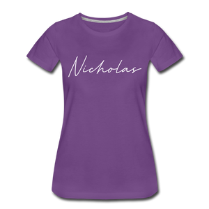 Nicholas County Cursive Women's T-Shirt - purple