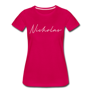 Nicholas County Cursive Women's T-Shirt - dark pink