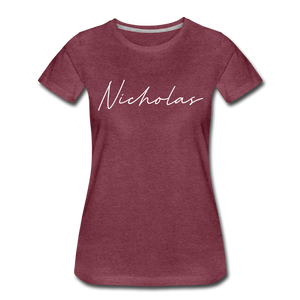 Nicholas County Cursive Women's T-Shirt - heather burgundy