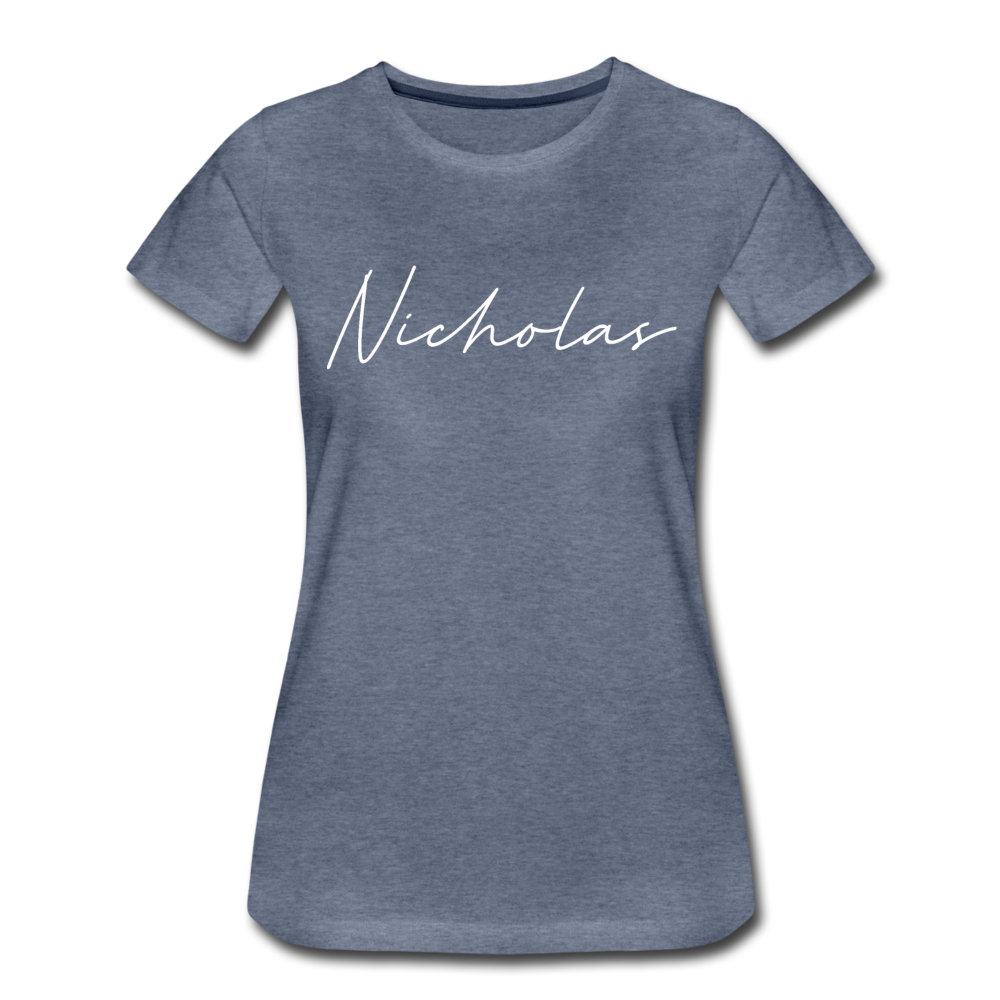 Nicholas County Cursive Women's T-Shirt - heather blue