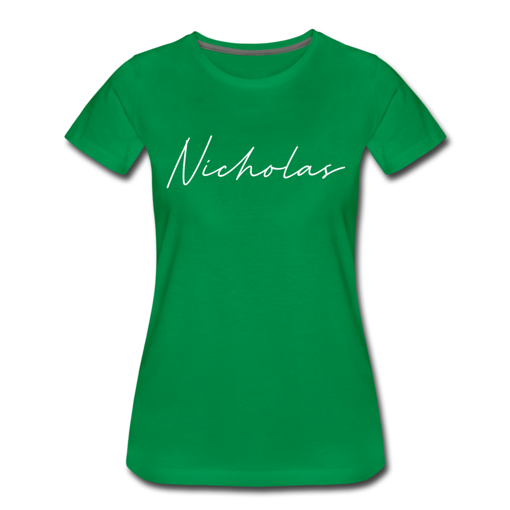 Nicholas County Cursive Women's T-Shirt - kelly green