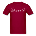 Russell County Cursive T-Shirt - dark red