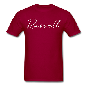 Russell County Cursive T-Shirt - dark red