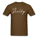 Shelby County Cursive T-Shirt - brown