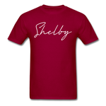 Shelby County Cursive T-Shirt - dark red