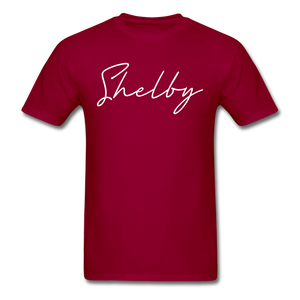 Shelby County Cursive T-Shirt - dark red