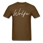 Wolfe County Cursive T-Shirt - brown