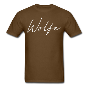 Wolfe County Cursive T-Shirt - brown